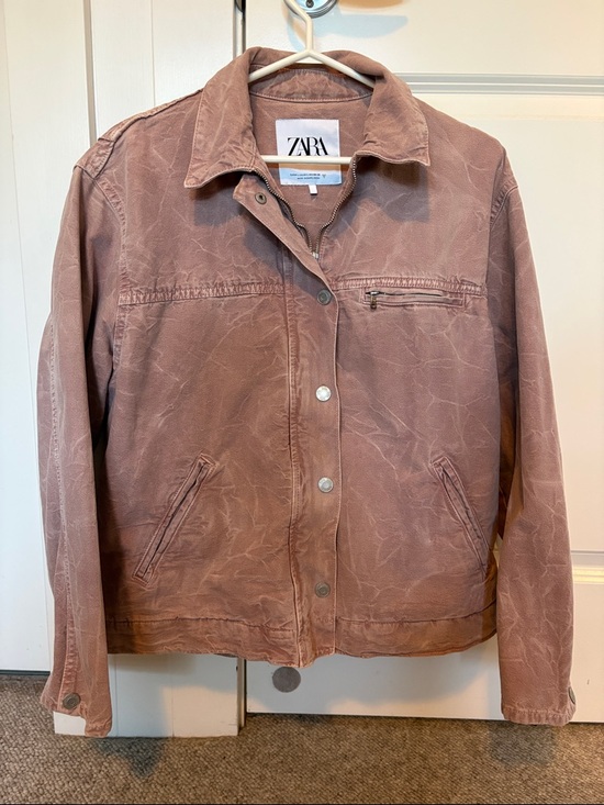 Zara Jackets & Blazers - Zara Dusty Rose Washed Button-Up Jean Jacket